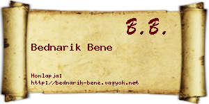 Bednarik Bene névjegykártya